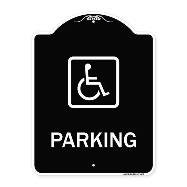 Parking Handicapped Symbol Heavy-Gauge Aluminum Architectural Sign, 24" x 18", BW-1824-23477